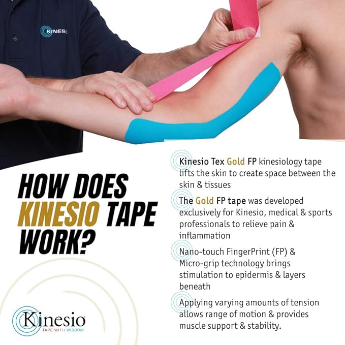 Kinesio Taping - Elastic Therapeutic Athletic Tape Tex Gold FP - Red – 2 in. x 16.4 ft - 2 Pack