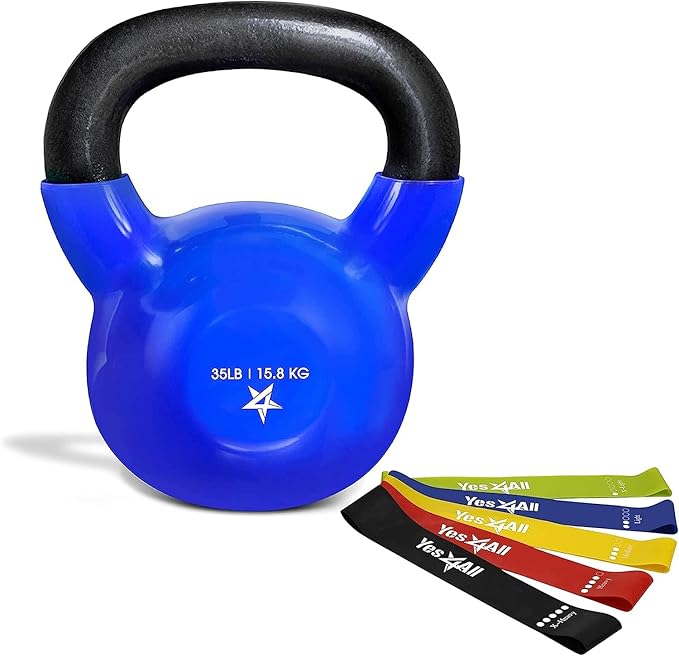 Yes4All 5-65lbs Kettlebells Vinyl Coated Cast Iron