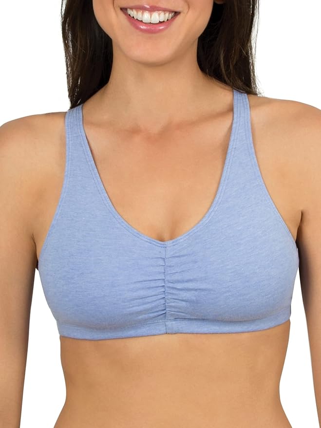 Fruit of the Loom Women's Adjustable Shirred Front Racerback Sports Bra Multi Packs!