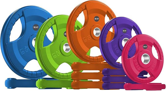 SPART 2-Inch Color Rubber Coated Olympic Grip Plate 2.5LB/5LB/10LB/25LB/35LB/45LB, Two