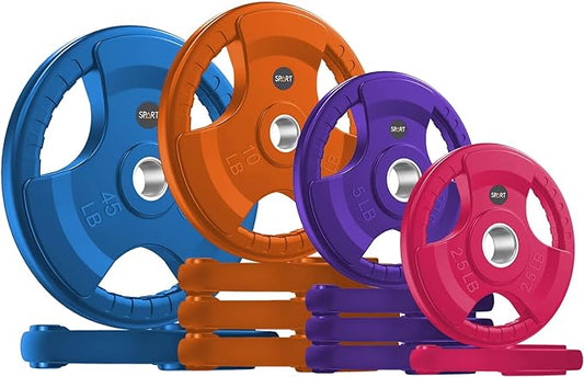 SPART 2-Inch Color Rubber Coated Olympic Grip Plate 2.5LB/5LB/10LB/25LB/35LB/45LB, Two