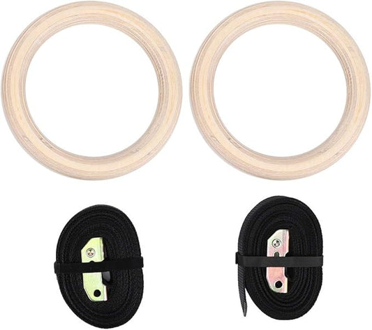 Keenso Wood Gymnastics Rings Sport Workout Equipment Wood 25mm with