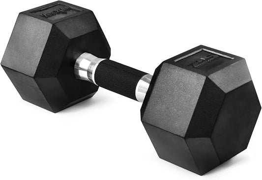 Yes4All Rubber Grip Encased Hex Dumbbell – Hand Weights With Anti-Slip 5-50 LBS Single