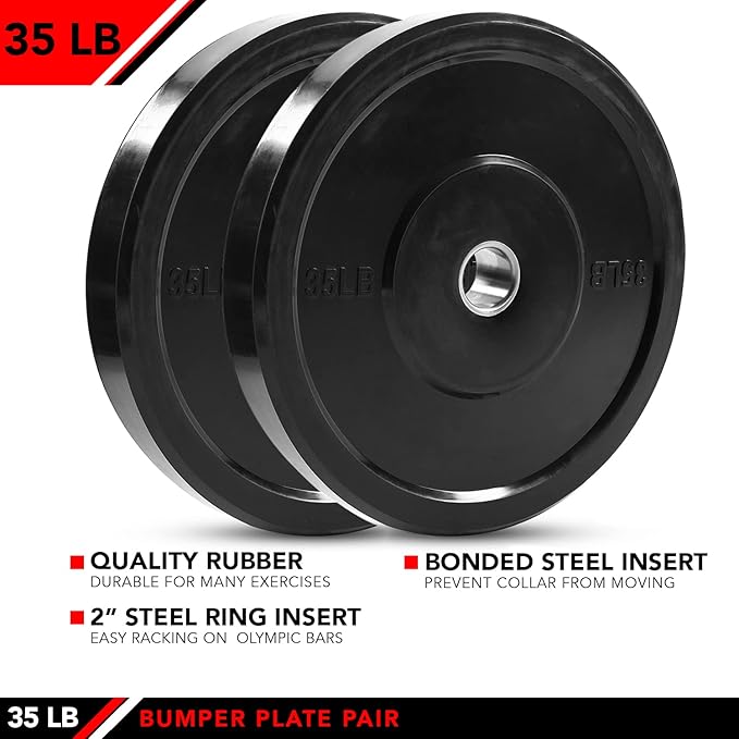 JFIT Olympic 2" Cast Iron Grip Plate OR 2" Rubber Bumper Plates for Barbell - Singles OR Pairs - 6 Weights Available (2.5lbs to 45lbs) Plates for Strength Training, Weightlifting, Bodybuilding