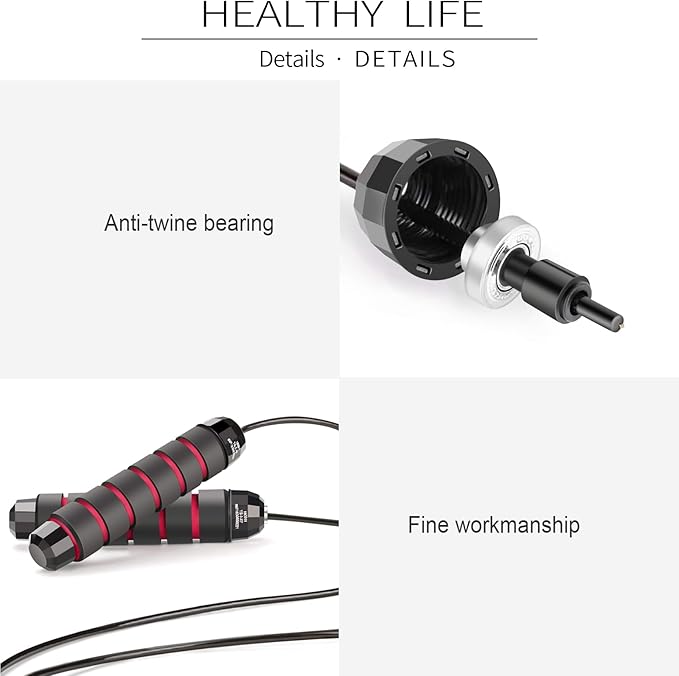 Skipping Rope with Ball Bearings Rapid Speed Adjustable 6” Memory
