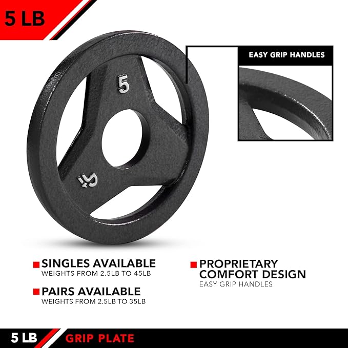 JFIT Olympic 2" Cast Iron Grip Plate OR 2" Rubber 6 Weights (2.5lbs to 45lbs) Plates