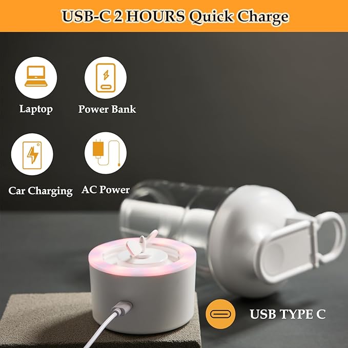 JOTER & LIBEAR Electric Shaker Bottle, Portable USB Rechargeable Protein Shake Mixer, Shaker Bottles for Protein Mixes and Meal Replacement Shakes, BPA Free, Waterproof, 25 oz (Black)
