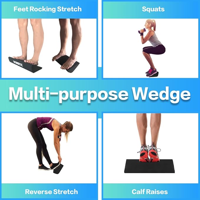 Squat Wedge and Slant Board for Calf Stretching, Foot Stretcher for Physical Therapy, Calf Stretcher for Improving Mobility Balance and Strength Performance