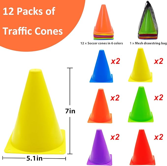Soccer Cones Set 84/42Pcs 7"/9" 7"/9" Cones