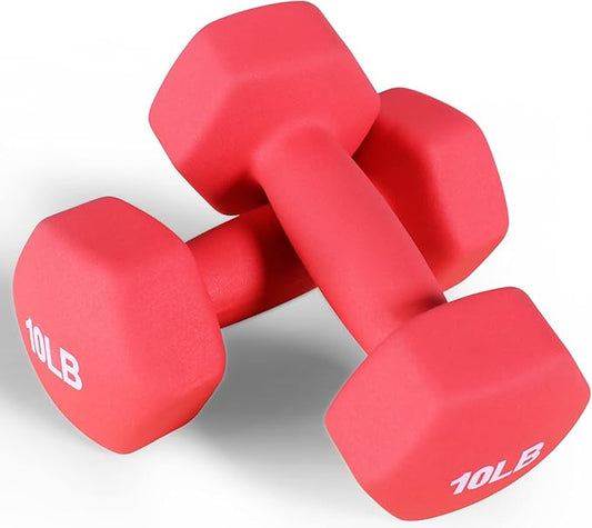 Neoprene Dumbbell Hand Weights, Anti-Slip, Anti-roll, Hex Shape Colorful, Pair or Set with Stand