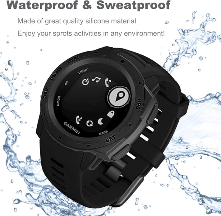 Threeeggs Sport Bands Compatible with Garmin Instinct Watch, 22mm Soft Silicone Waterproof Replacement Strap for Garmin Instinct 2 / Solar/Esports/Tactical Smartwatch