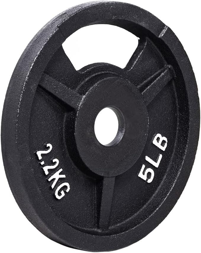 Signature Fitness Cast Iron Plate Weight Plate for Strength Training and Weightlifting, Olympic or Standard
