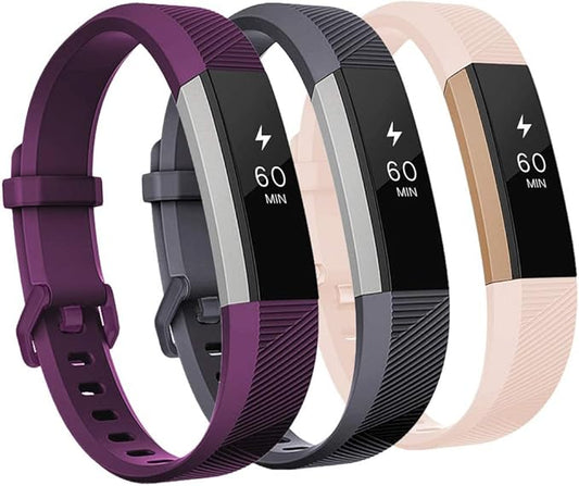 GEAK Bands Compatible with Fitbit Alta and Fitbit Alta HR, 3 Pack Soft Silicone Wristbands for Fitbit Alta HR Bands with Secure Metal Buckle for Men Women,Small Large