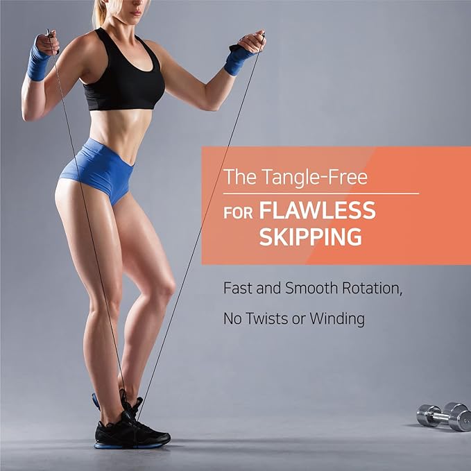 Exercise Jump Rope for Cardio, Boxing, CrossFit - Adjustable Skipping Rope for Men and Women, Lightweight, Tangle Free, Made in Korea(Crystal Gold Jumprope, UA-430)