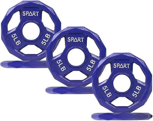 SPART Color Coded Weight Plate 2-Inch Cast Iron 2.5/5/10/15/25/35/45LB, Single/Pair/Set