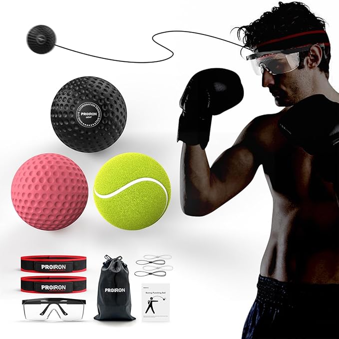 PROIRON Boxing Reflex Ball with Safety Glasses 4 Reflex 2 Headband
