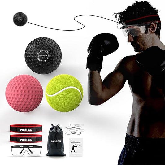 PROIRON Boxing Reflex Ball with Safety Glasses 4 Reflex 2 Headband