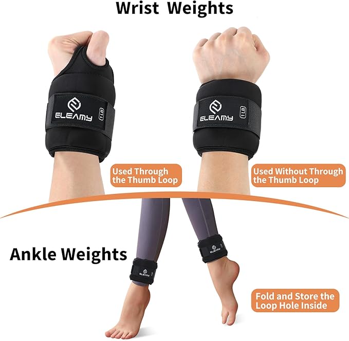 Wrist Weights with Thumb Loops Lock for Women & Men, 0.5lb*2/1lb*2/1.5lb*2/2lb*2/3lb*2,Premium Ice Silk Fabric,Comfortable & Tear Resistant for Walking,Running,Fitness and More