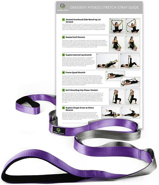 Gradient Fitness Stretching Strap for Physical Therapy 12 Multi-Loop 1.5" W 8' L,