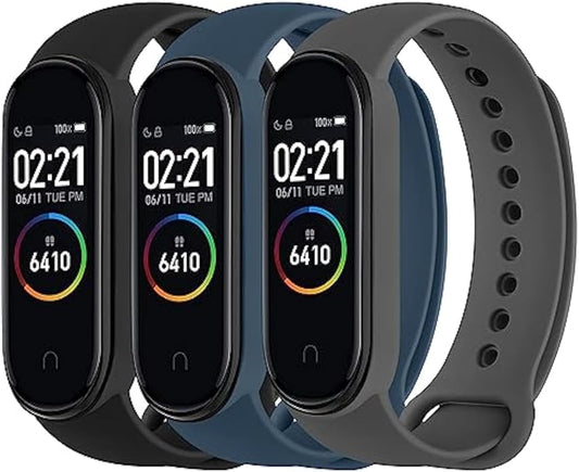 3 Pack Bands for Xiaomi Mi Band 4 & Mi Band 3 Strap, Soft Silicone Replacement Sport Bands Bracelet Strap for Xiaomi Mi Band 4 & 3 Fitness Tracker