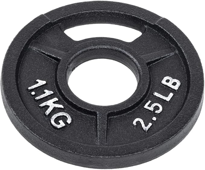 Signature Fitness Cast Iron Plate Weight Plate for Strength Training and Weightlifting, Olympic or Standard