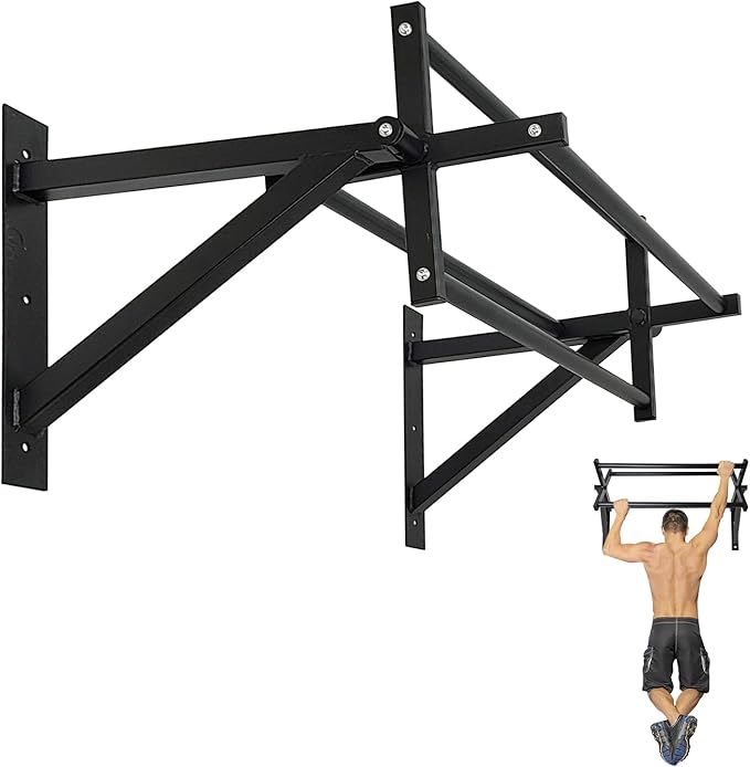 BESTHLS Wall Mounted Pull Up Bar and Dip Station 440 Lbs