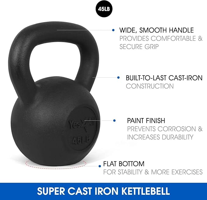 Yes4All Kettlebell Adjustable/Cast Iron/Protective Base Solid Smooth