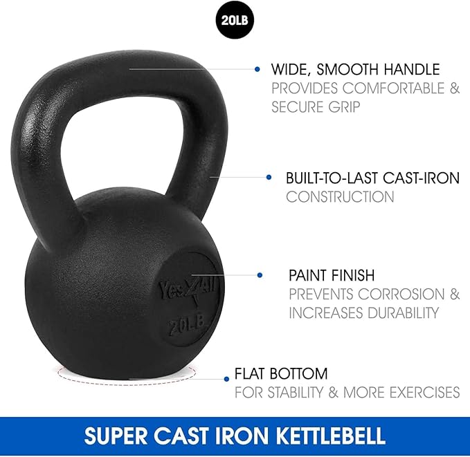 Yes4All Kettlebell Adjustable/Cast Iron/Protective Base Solid Smooth
