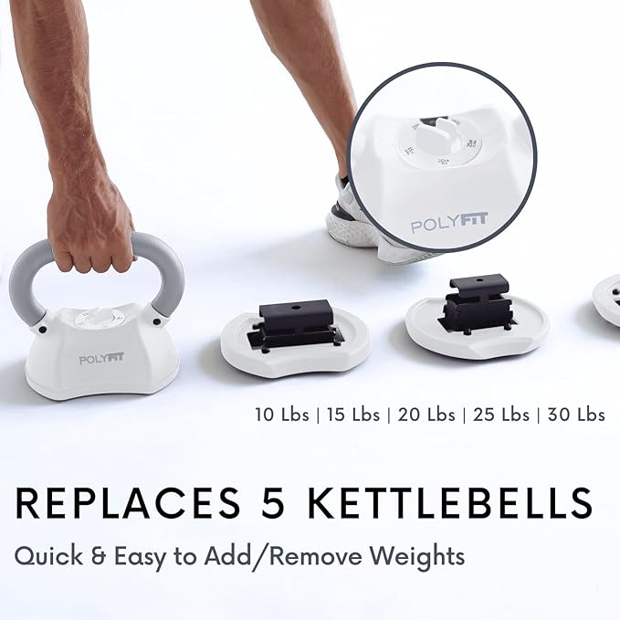 Polyfit Adjustable Kettlebell Set | 30/40/50 lbs | Kettlebell Weights for Home Gym