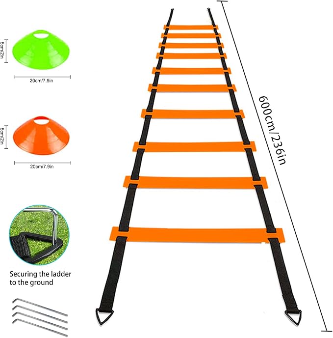 Soccer Agility Training Equipment Set 20Ft Agility 12 Cones,