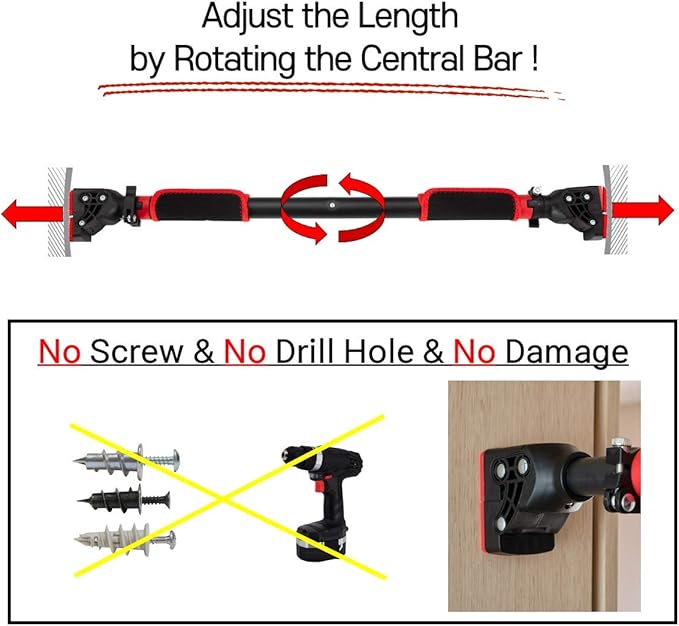 Pull Up Bar - Safe Locking Home Doorway 29.5 to 37.5 Inches