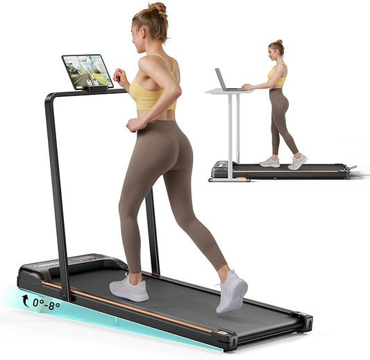 Walking Pad, Under Desk Treadmill with Incline for Home Office 2.5HP Portable Walking Treadmill with 280 Lbs Weight Capacity Walking Machine, Remote Control, LED Display