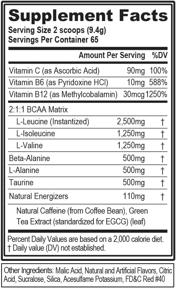 EVL BCAAs Amino Acids Powder - BCAA Energy Pre Workout Powder for Muscle Recovery Lean Growth and Endurance - Rehydrating Post Workout Recovery Drink with Natural Caffeine - Cherry Limeade