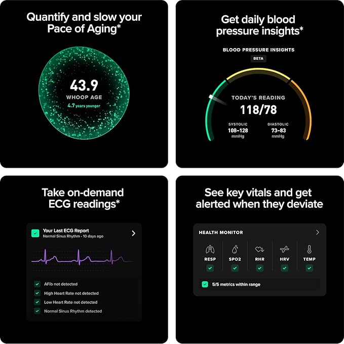 WHOOP Life – 12-Month Membership – MG Device – Health & Fitness Tracker – Blood Pressure Insights, Activity Tracking – ECG Software – 14+ Days Battery Life