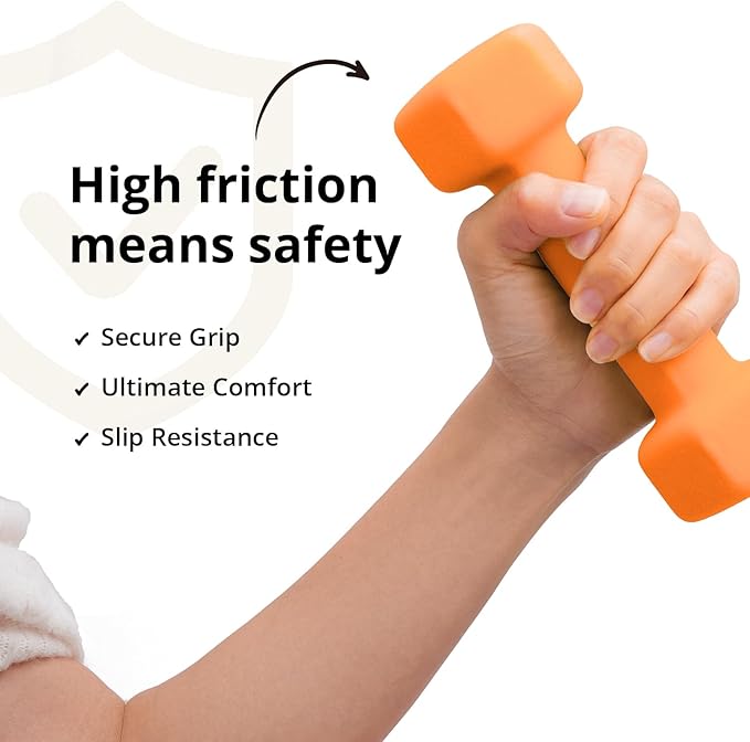 Portzon Weights Dumbbells 10 Colors Options Compatible with Set of 2 Neoprene Dumbbells Set,1-15 LB, Anti-Slip, Anti-roll, Hex Shape for Shoulder,Neck, and Hand Training for Seniors