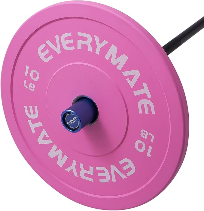 Pink Weight Plates 10LB 15LB 25LB 35LB 45LB Olympic Bumper Plates Grip Weight Plates for Strength Training & Crossfit Steel Inserts Weight Plates Fit 2" Barbells Virgin Rubber Weights