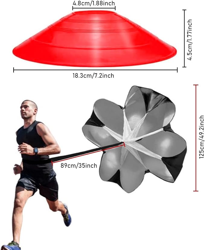 Pro Speed & Agility Training Set—Includes 12 Rung 20ft Adjustable 12 Disc 4 Steel 1 Resistance