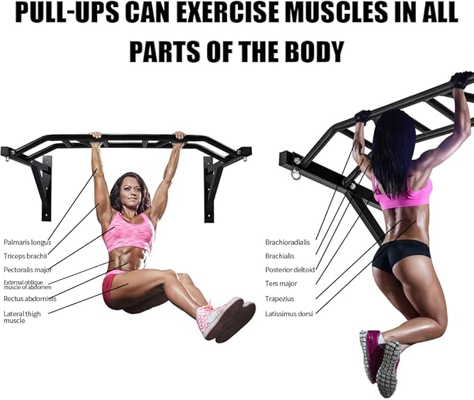 Wall Mounted Pull up Bar Multifunctional Chin up 440 Lbs…