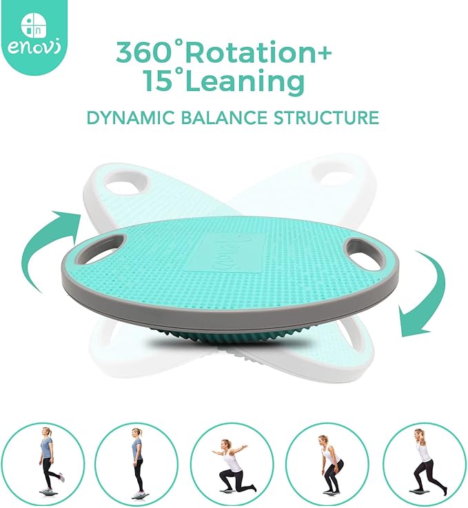 Turquoise Balance Board, Wobble Board, For Standing Desk, Physical Therapy and Core Training, Home Gym, 360° Rotation Non-Skid Balance Trainer