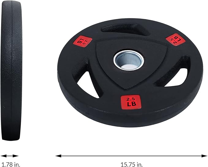 Signature Fitness Vinyl Coated Cast Iron Plate Weight Plate for Strength Training and Weightlifting, Standard or Olympic, Multiple Sizes