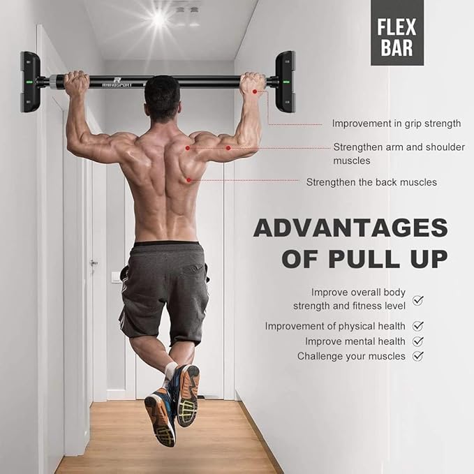 RHINOSPORT Door Pull Up Bar Doorway Chin Up 69-92 cm (27.1in-36.2in) Workout