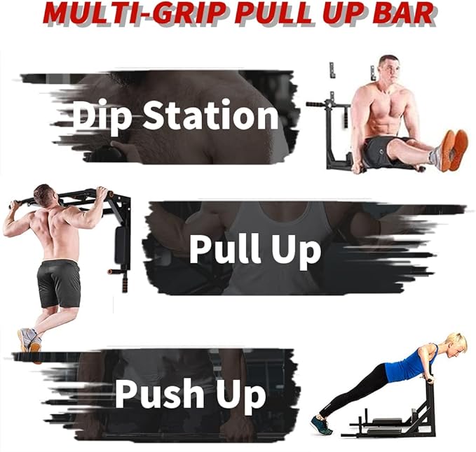 ptlsy Wall Mounted Pull Up Bar Multifunctional 440 Lbs