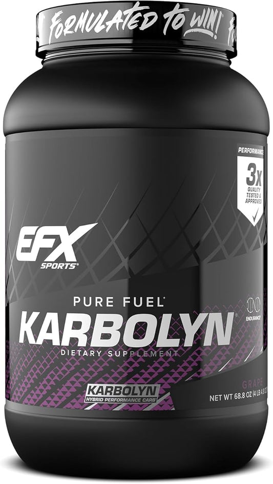 EFX Sports Karbolyn Fuel | Fast-Absorbing Carbohydrate Powder | Carb Load, Sustained Energy, Quick Recovery | Stimulant Free | 36 Servings (Grape)