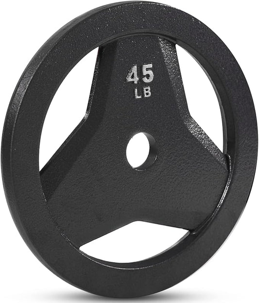 JFIT Olympic 2" Cast Iron Grip Plate OR 2" Rubber Bumper Plates for Barbell - Singles OR Pairs - 6 Weights Available (2.5lbs to 45lbs) Plates for Strength Training, Weightlifting, Bodybuilding