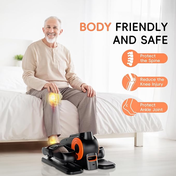 Under Desk Elliptical Machine, Morelax Ellipse Leg Exerciser for Seniors Fully Assembled, Quiet & Portable Electric Seated Pedal Exerciser with Remote Control & 12 Adjustable Speeds
