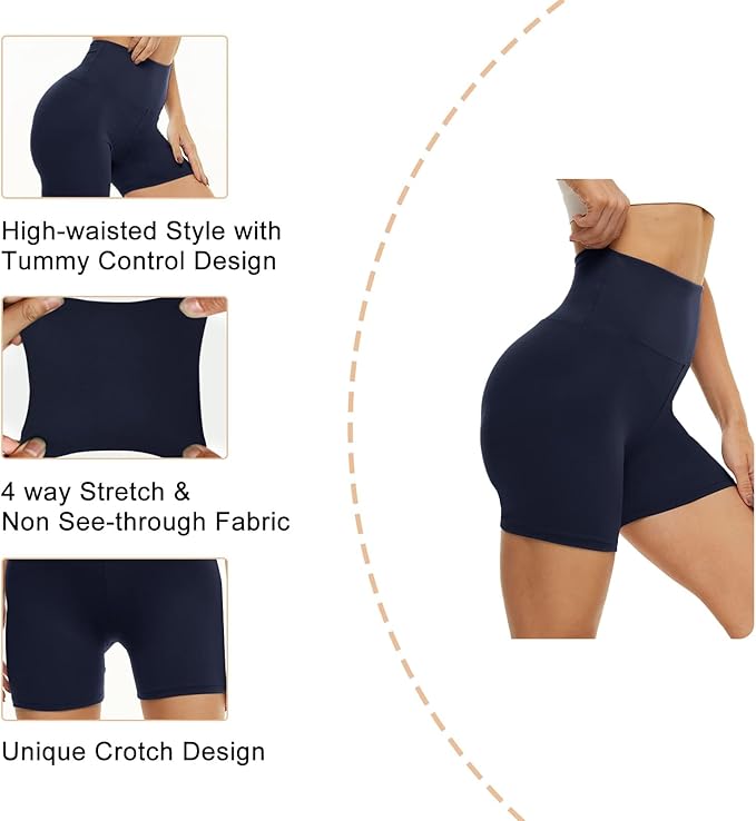CAMPSNAIL Workout Biker Shorts Women - 3"/5"/8" High Waisted Tummy Control Spandex Booty Volleyball Shorts for Yoga Dance