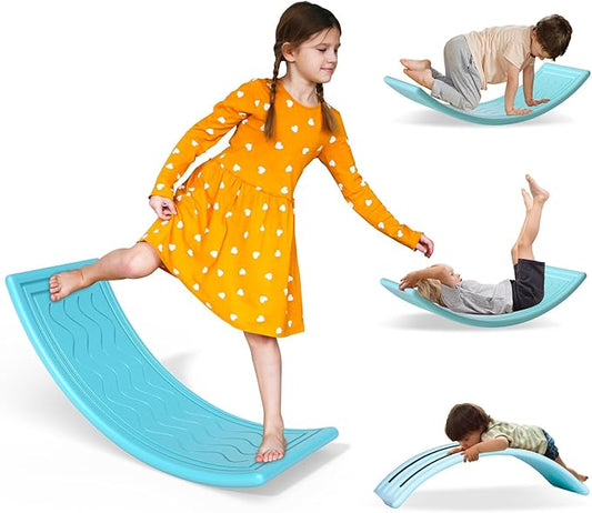 Wobble Balance Board for Kids Toddler,31 Inch Rocker Board Large Balance Trainer for Teens Adults Up to 165LBS, Montessori Open Ended Learning Toy, Exercise and Yoga Curvy Board for Office & Classroom
