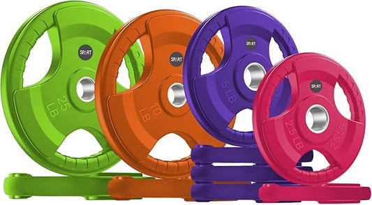 SPART 2-Inch Color Rubber Coated Olympic Grip Plate 2.5LB/5LB/10LB/25LB/35LB/45LB, Two