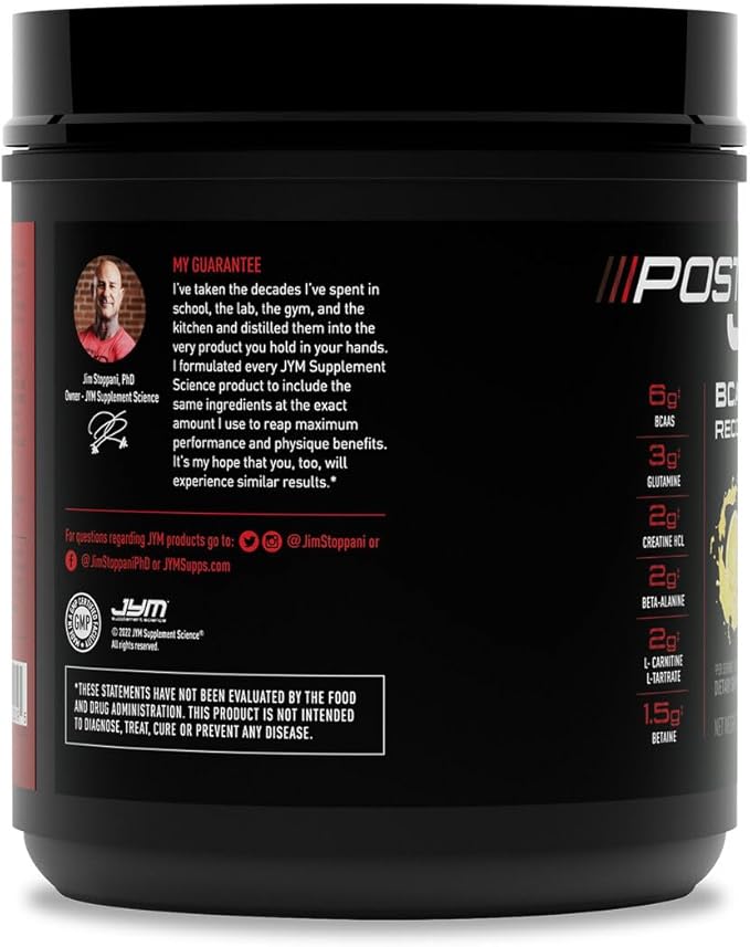 Post JYM Active Matrix Amino Recovery Powder | Pure Creatine HCL, BCAA’s, Glutamine, Carnitine, Betaine, Taurine for Maximum Strength, Repair, Definition, Performance | Lemonade Flavor 30 Servings