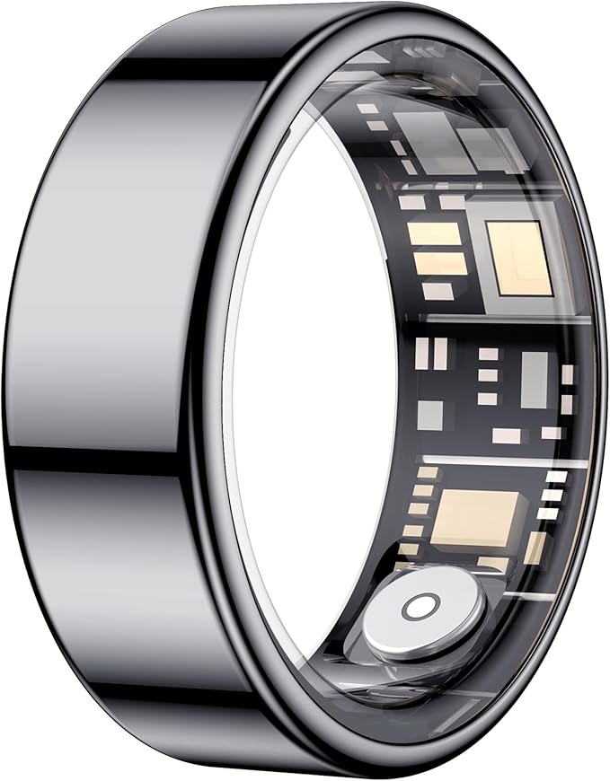 Temdan Smart Ring (Upgraded), Wearable Fitness Smart Ring Health Tracker, Sleep Quality & Heart Rate & Blood Oxygen Monitoring, IP68 Waterproof, No Subscription Fees, Smart Ring, Black, Size 11